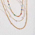 Collier multicouche pour femme avec perles colorées