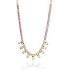 Collier pour femme avec pendentifs en cristal coloré