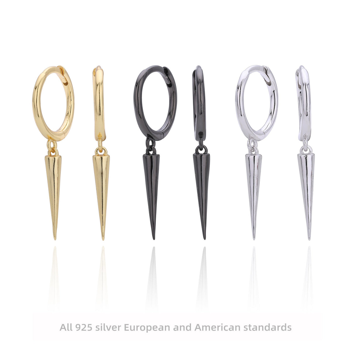 Boucles d'oreilles pendantes modernes en argent sterling 925