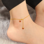 Bracelet de cheville réglable avec cœurs pour femme