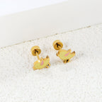 Boucles d'oreilles puces pour femme motif oiseau en acier inoxydable