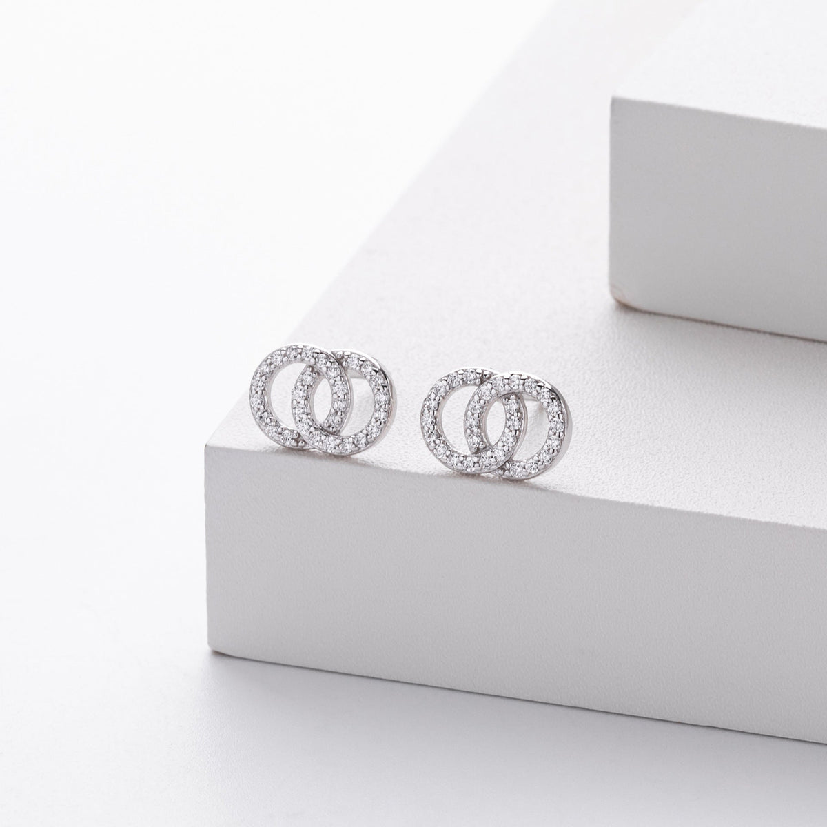 Boucles d'oreilles doubles anneaux en argent sterling 925
