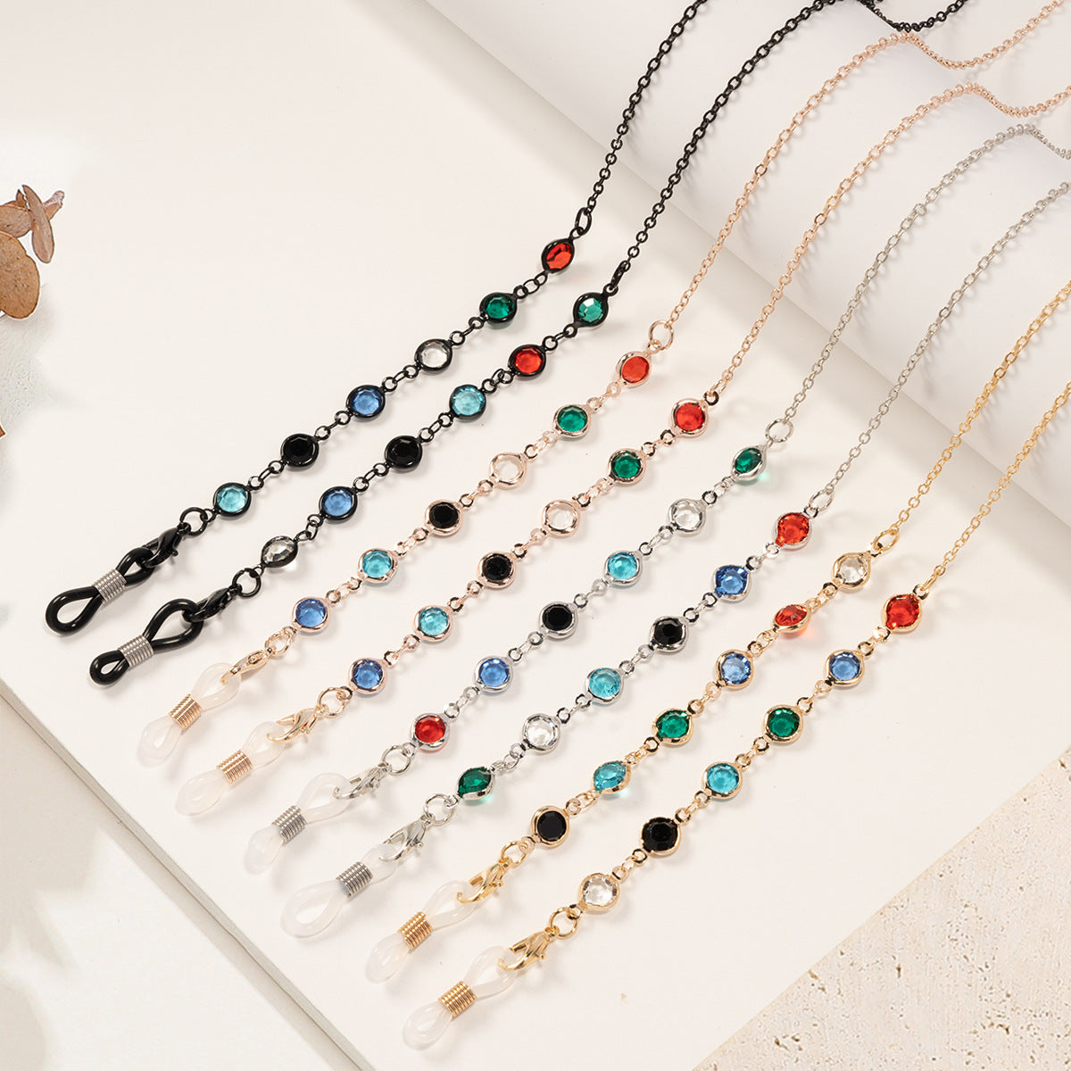 Chaîne de lunettes décorative en cristal