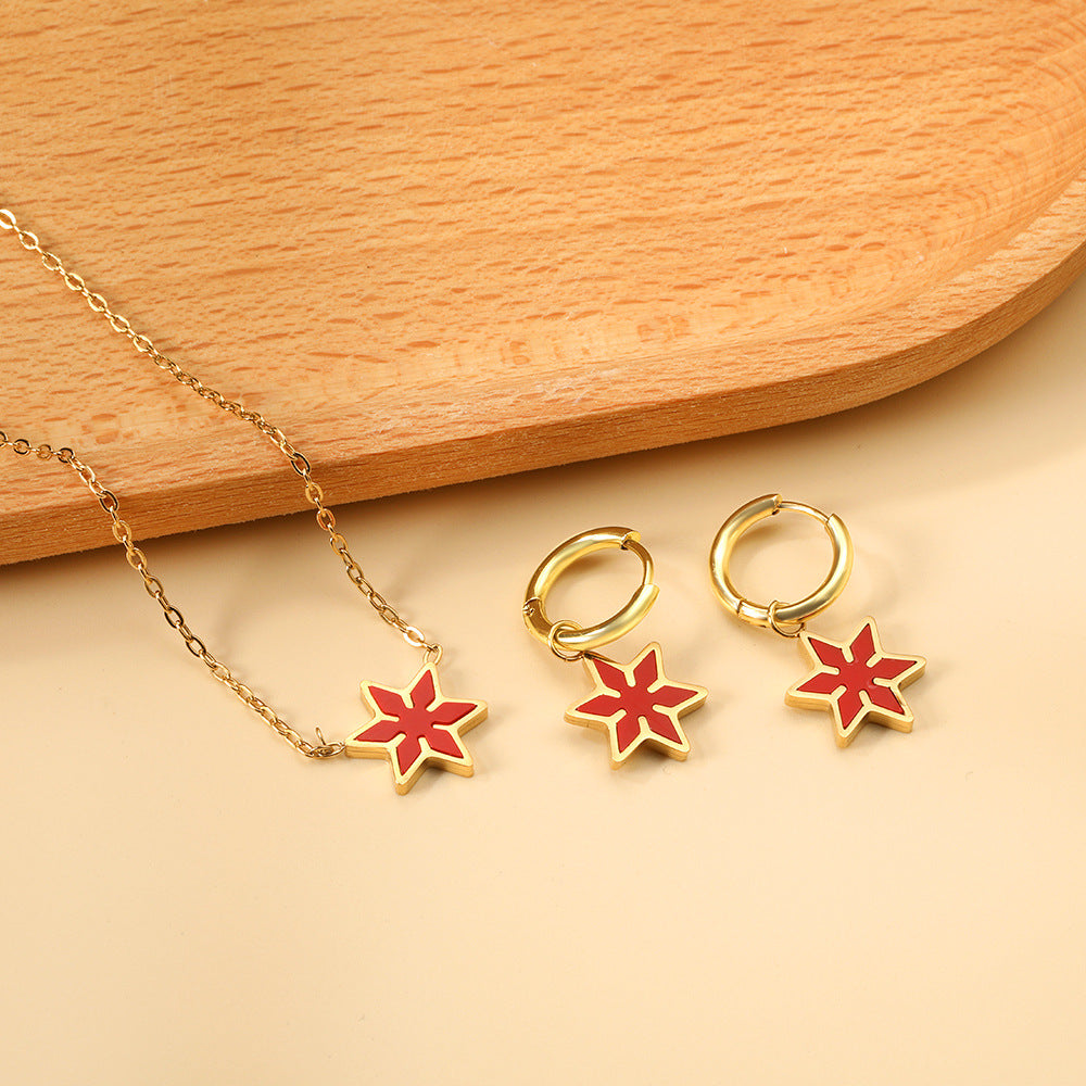 Parure de bijoux pour femme avec pendentif feuille étincelant et boucles d'oreilles élégantes