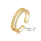 Bague arc élégante pour femme avec zircone