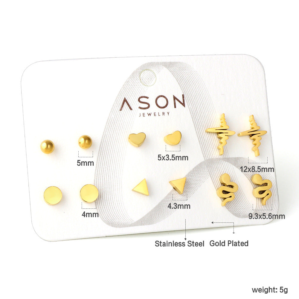 Set de boucles d'oreilles pour femme en acier inoxydable doré