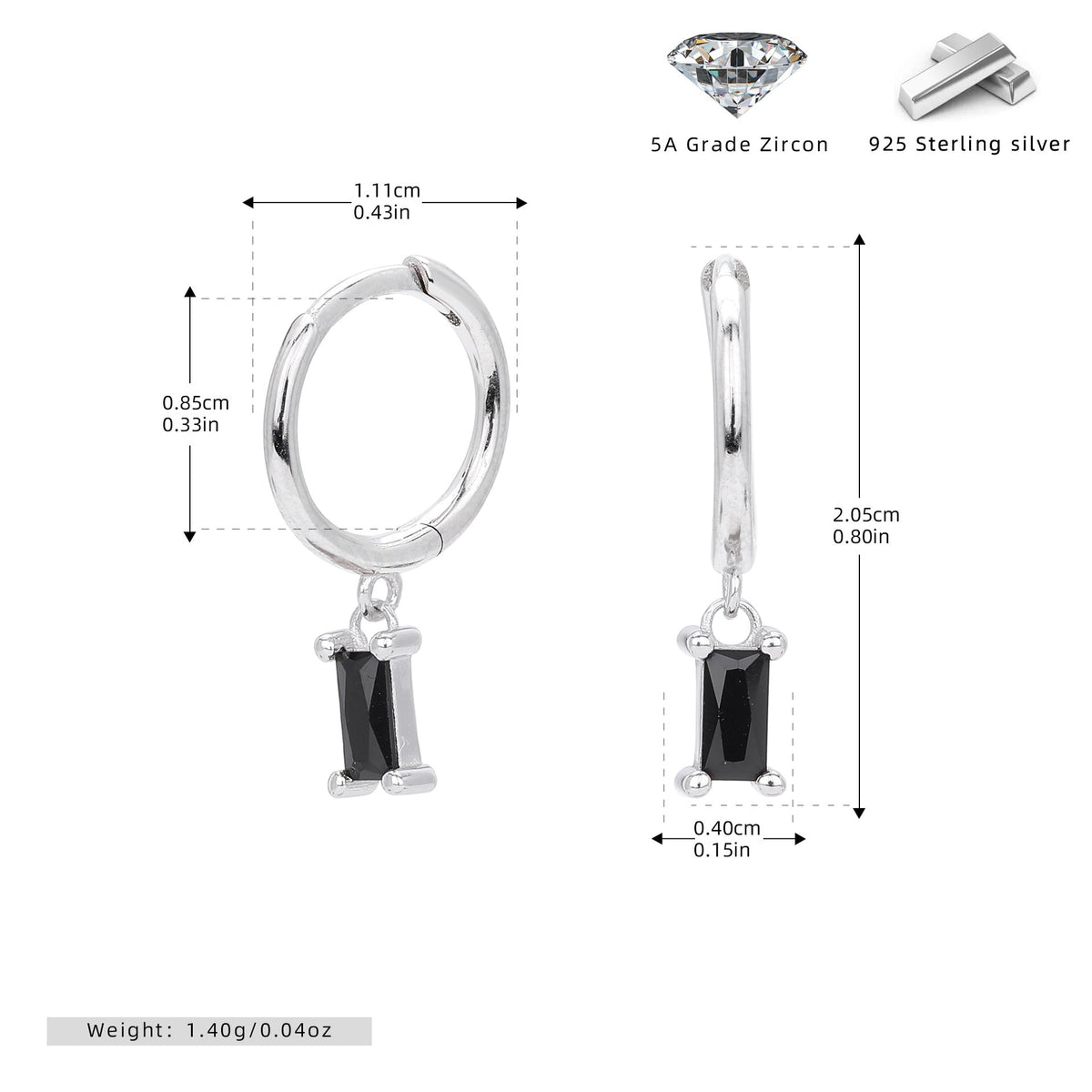 Boucles d'oreilles pendantes avec pendentif zircone