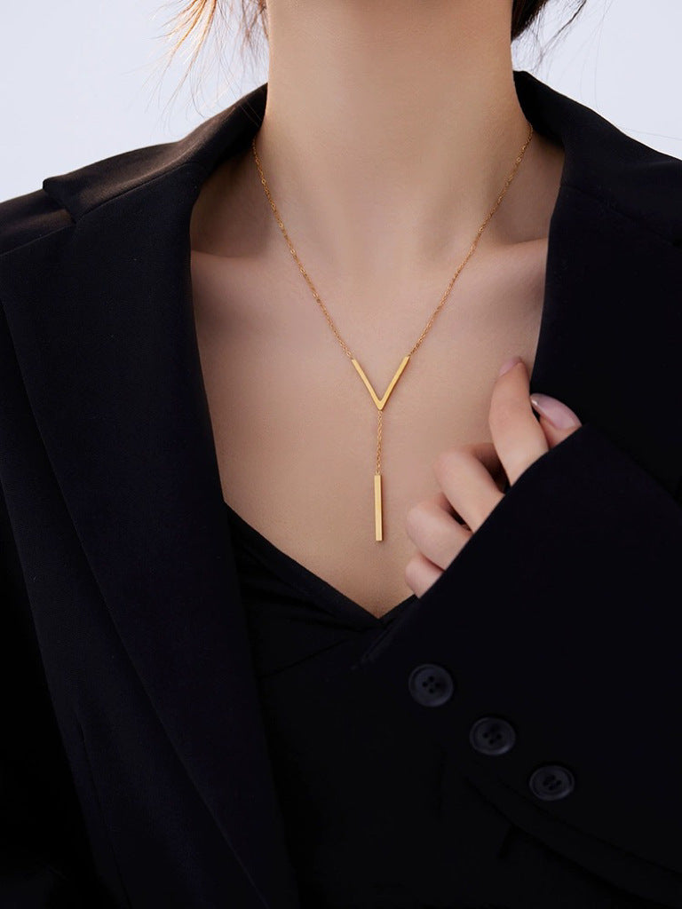 Collier à pendentif en Y minimaliste pour femme