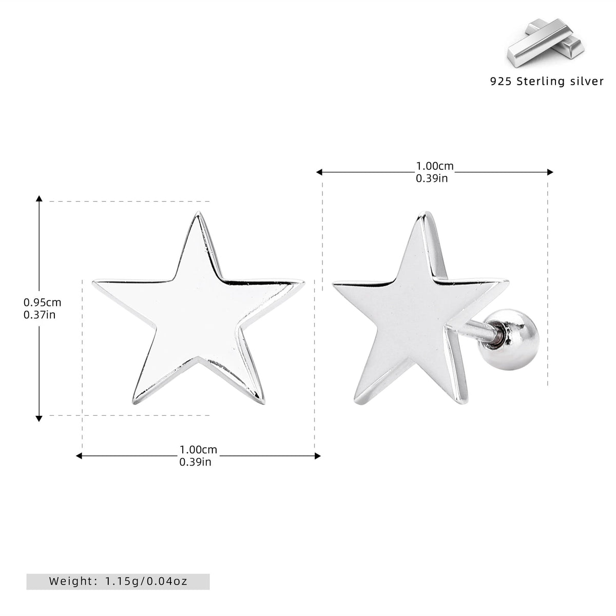 Boucles d'oreilles étoiles en argent sterling 925