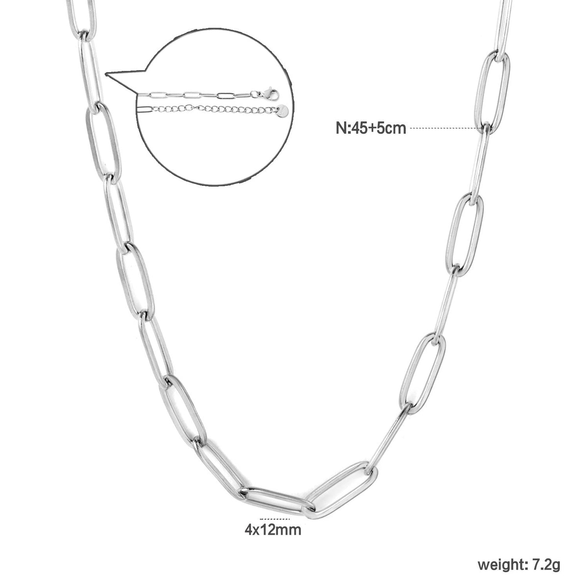 Collier tendance pour femme à maillons ovales et fermoir réglable