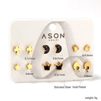 Set de boucles d'oreilles pour femme en acier inoxydable doré