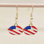 Boucles d'oreilles pendantes patriotiques drapeau en émail pour femme