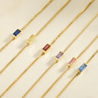 Bracelet délicat avec zircone rectangulaire et chaîne d'extension