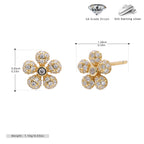 Boucles d'oreilles puces en forme de fleur avec zirconiums
