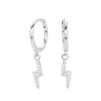 Boucles d'oreilles éclair en argent sterling 925 et zirconiums