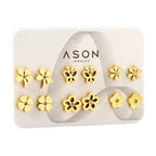 Set de boucles d'oreilles pour femme en acier inoxydable doré