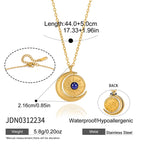 Collier pour femme avec pendentif lune et soleil en acier inoxydable