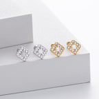 Boucles d'oreilles carrées en argent sterling 925 avec zircons