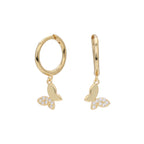 Boucles d'oreilles papillon en argent sterling 925 avec zirconiums