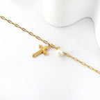 Bracelet pour femme avec pendentif croix et perle