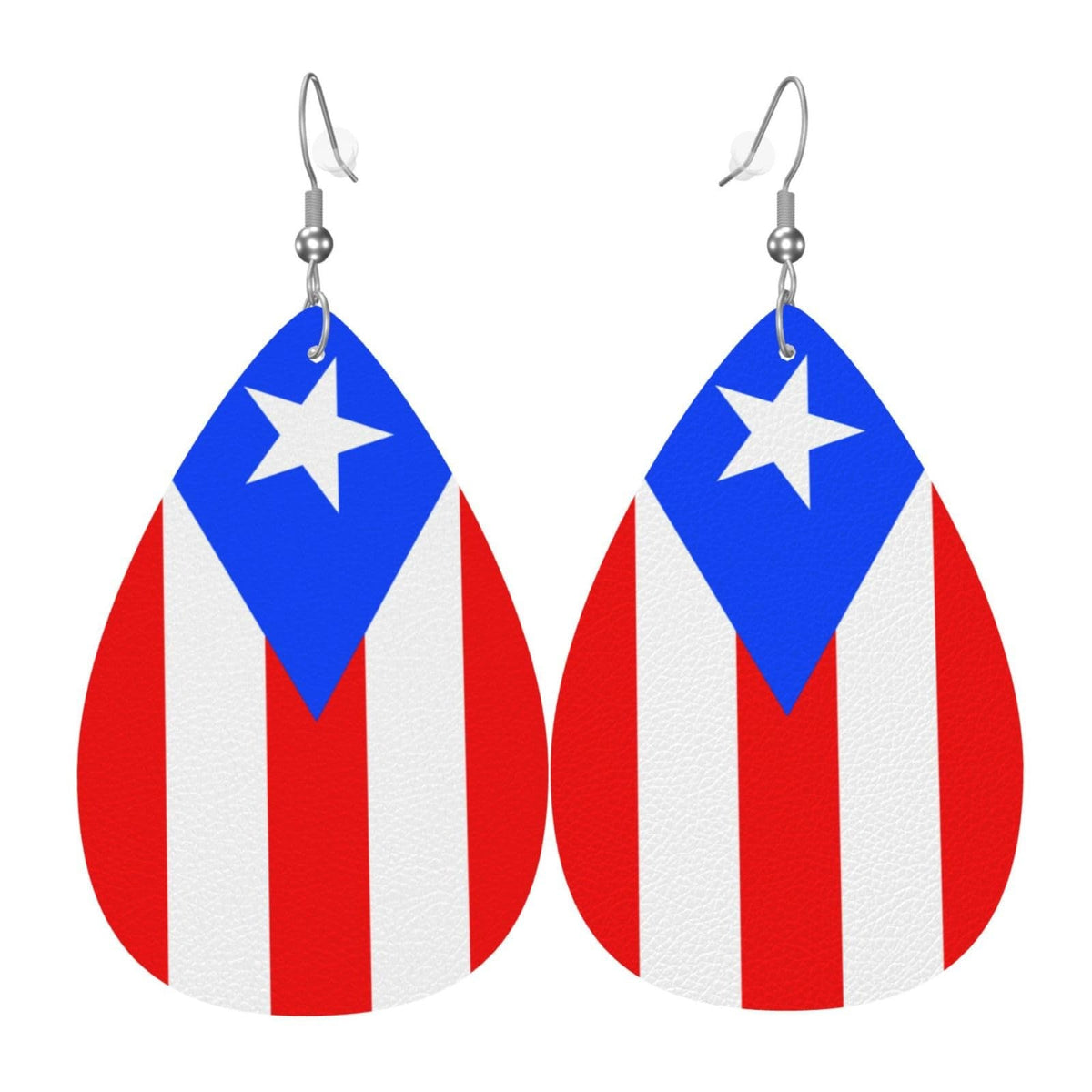 Boucles d'oreilles pendantes en forme de cœur avec imprimé drapeau