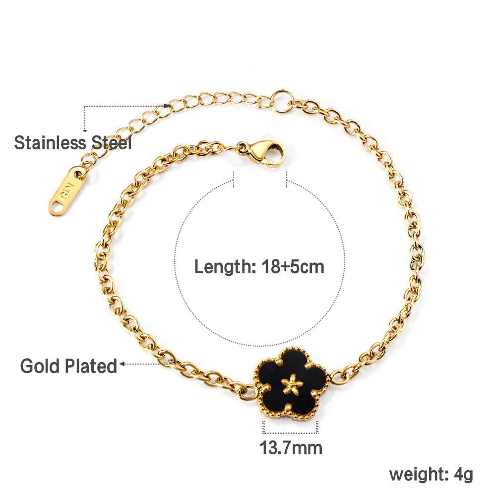 Bracelet pour femme avec pendentif floral en acier inoxydable