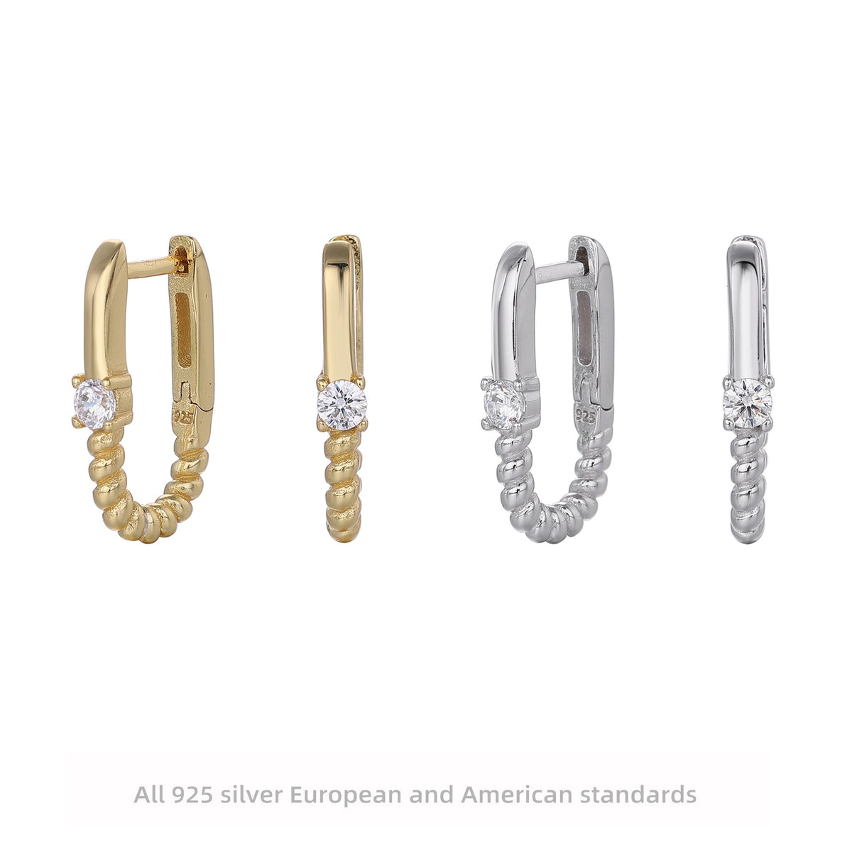 Boucles d'oreilles pendantes pour femme au design torsadé avec zircon