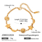 Bracelet pour femme avec pierres colorées et symbole de soleil doré