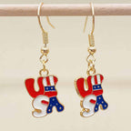 Boucles d'oreilles pendantes patriotiques drapeau en émail pour femme