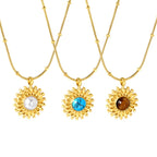 Collier pour femme avec pendentif soleil et chaîne réglable