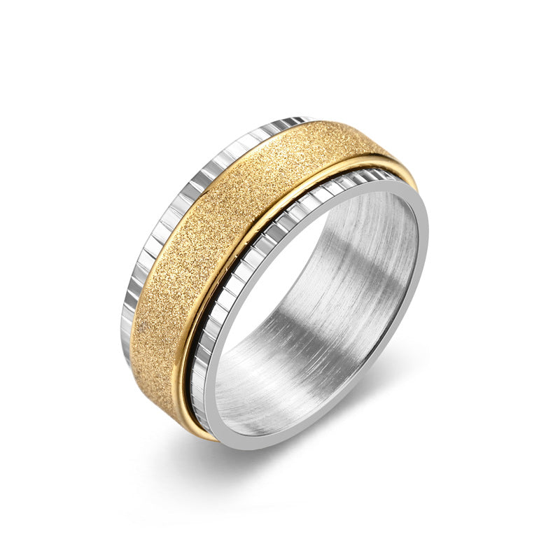 Bague pour homme avec structure de surface bicolore élégante