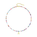 Collier pour femme avec perles colorées et pendentif personnalisé