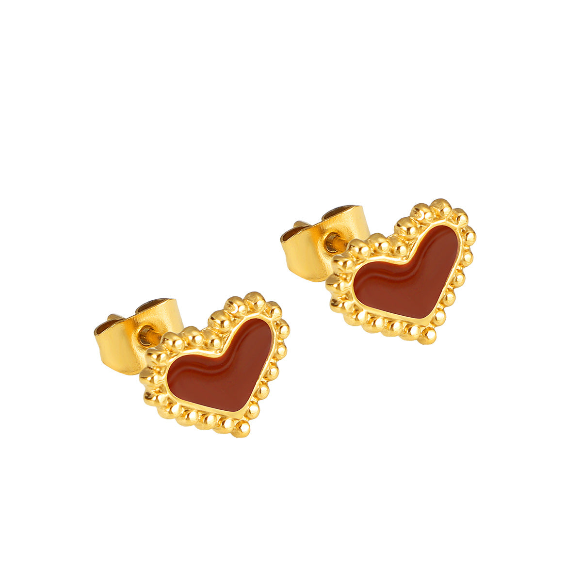 Damen Ohrstecker im Herzdesign mit elegantem Goldrahmen