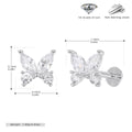 Boucles d'oreilles puces pour femme motif papillon en argent sterling 925