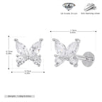 Boucles d'oreilles puces pour femme motif papillon en argent sterling 925