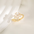 Bague pour femme au design floral élégant avec zircons