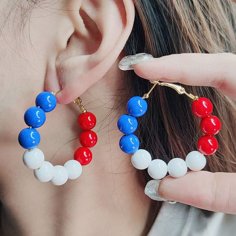 Créoles statement pour femmes avec grosses perles et fermoir à clip