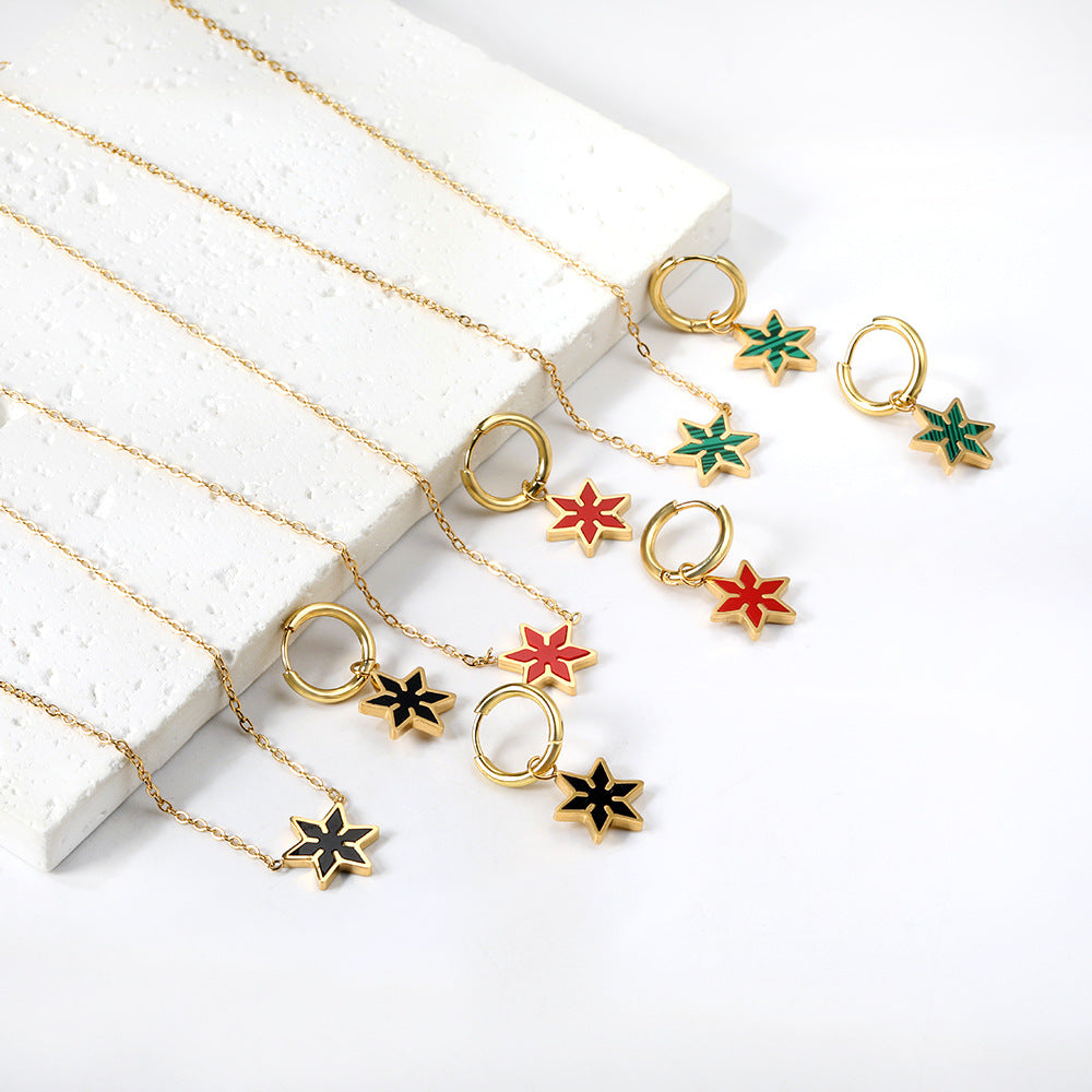 Parure de bijoux pour femme avec pendentif feuille étincelant et boucles d'oreilles élégantes