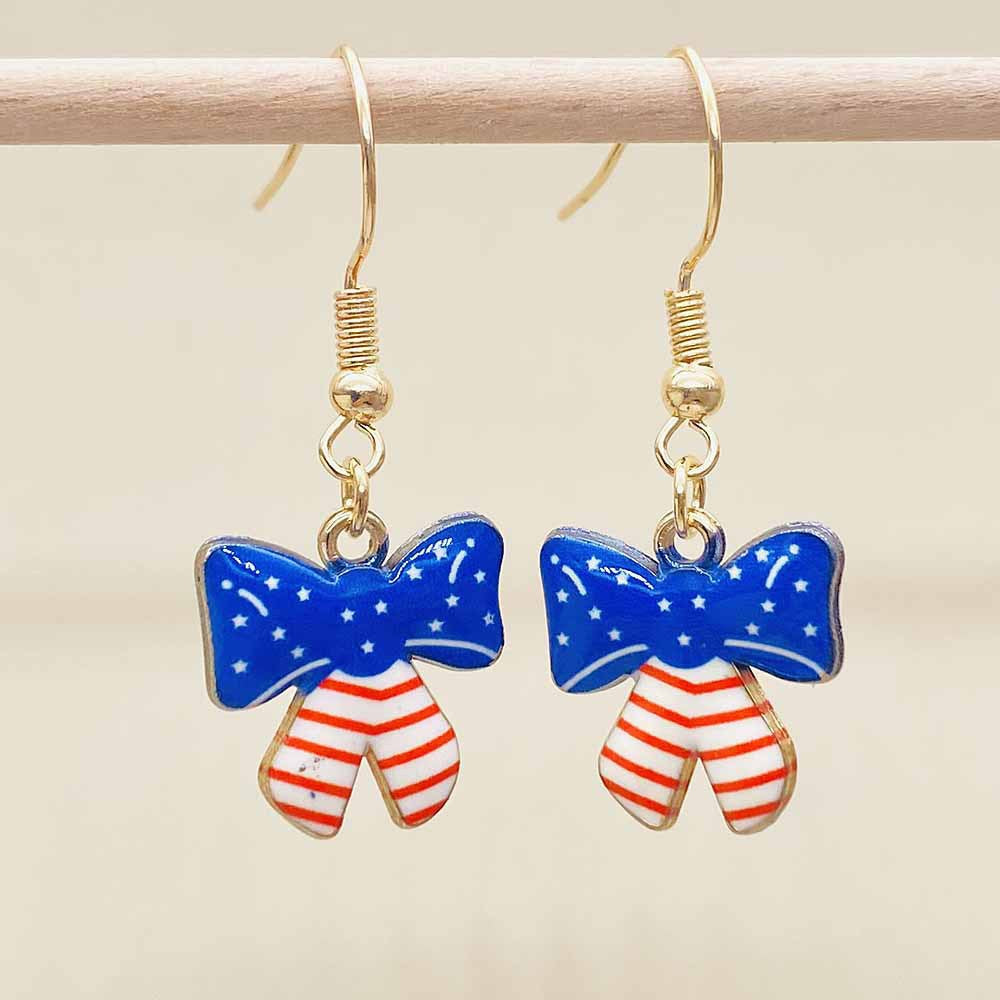 Boucles d'oreilles pendantes patriotiques drapeau en émail pour femme