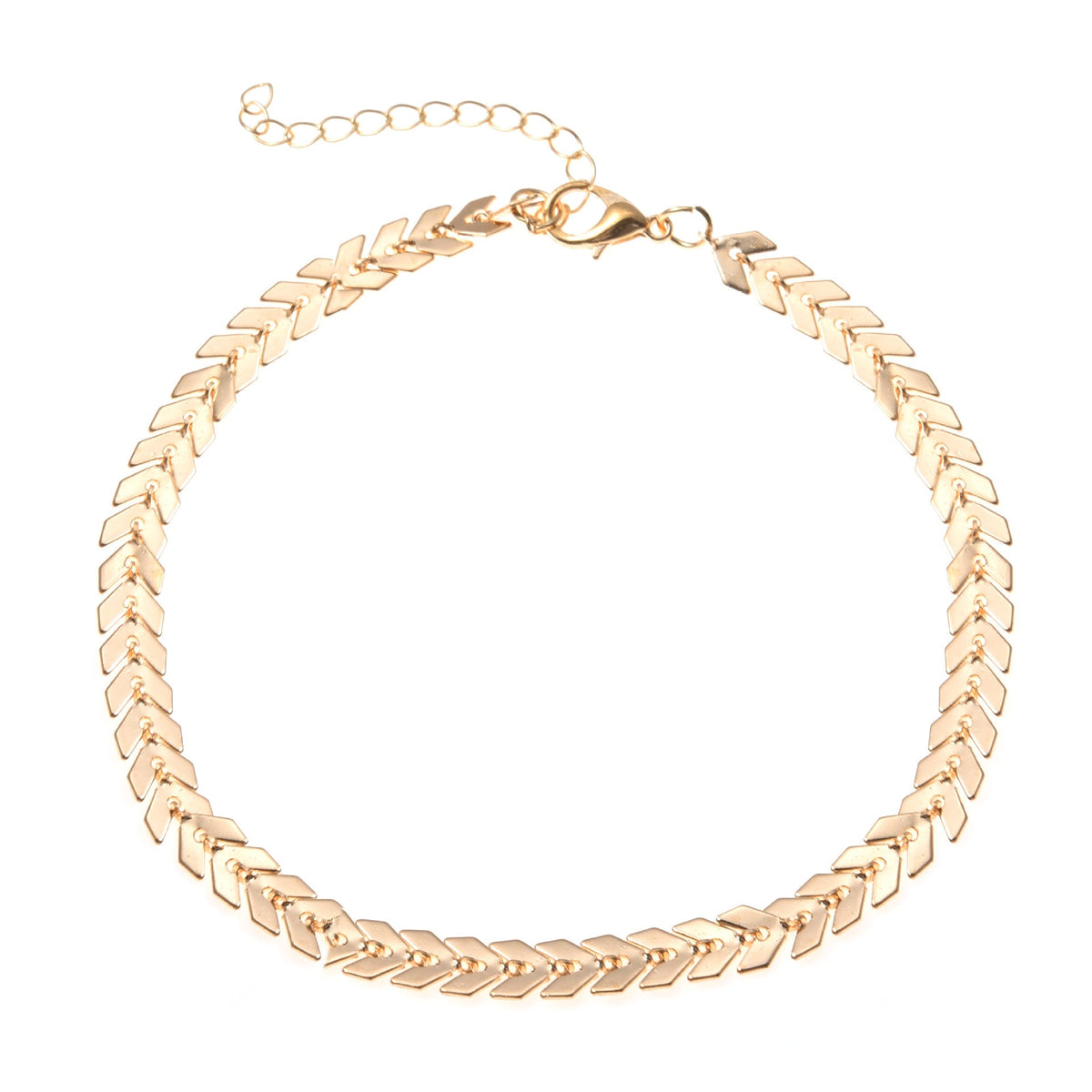 Bracelet de cheville chaîne maille épi ajustable