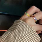 Bague pour femme au design cœur coloré