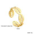 Bague réglable pour femme avec motif de feuilles