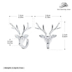Boucles d'oreilles pendantes tête de cerf en argent sterling 925