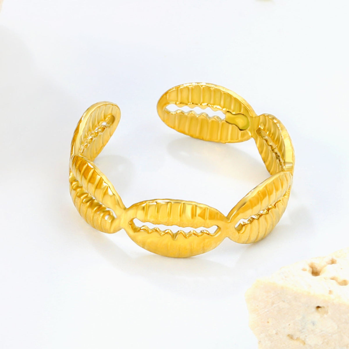 Bague réglable pour femme avec motif de feuilles