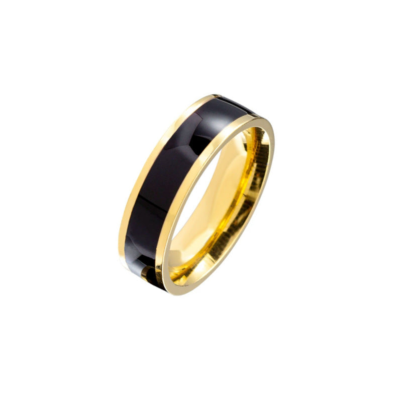 Bague pour homme en acier inoxydable avec accent noir