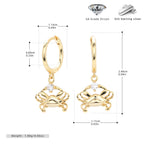 Boucles d'oreilles pendantes pour femmes avec motif crabe en argent sterling 925