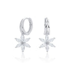 Boucles d'oreilles pendantes pour femme avec zircon et motif floral