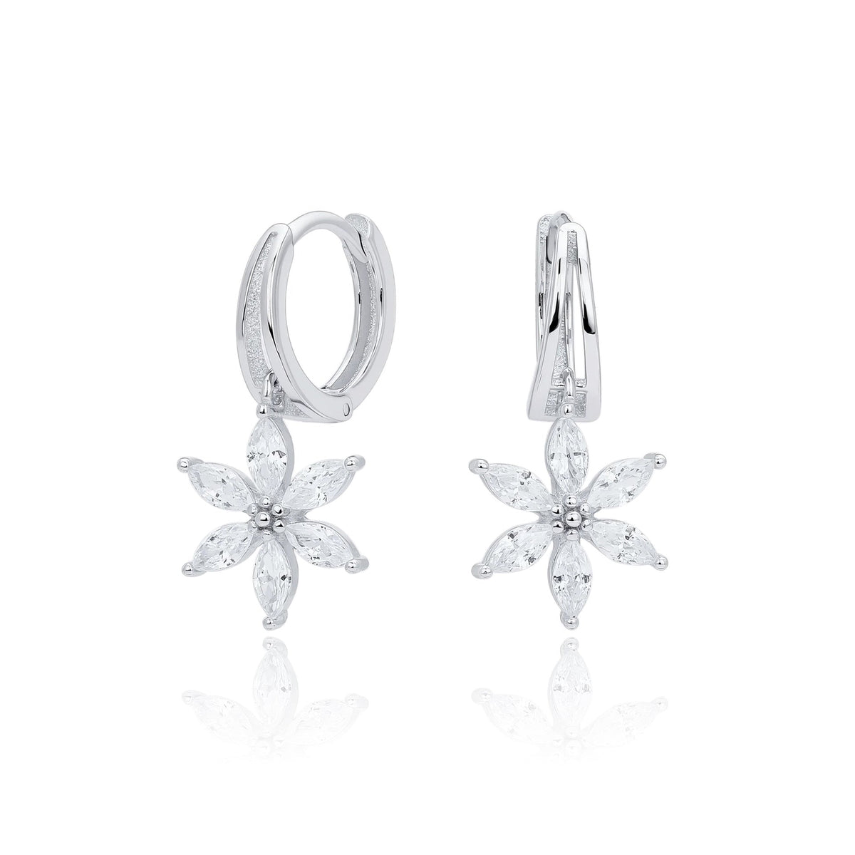 Boucles d'oreilles pendantes pour femme avec zircon et motif floral