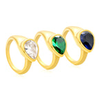 Bague pour femme avec cristal élégant et finition dorée
