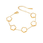 Bracelet chaîne dorée à motif floral pour femme